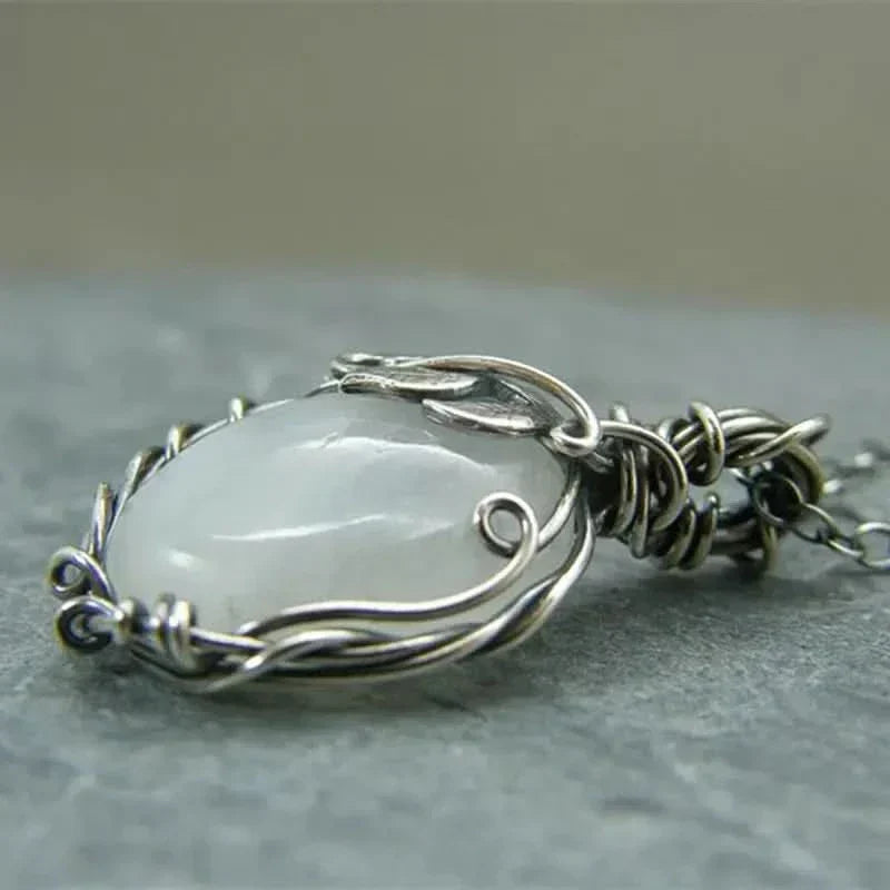 Moonstone Necklace – Wire Pendant