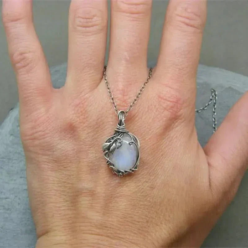 Moonstone Necklace – Wire Pendant