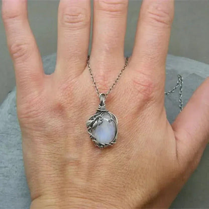 Moonstone Necklace – Wire Pendant