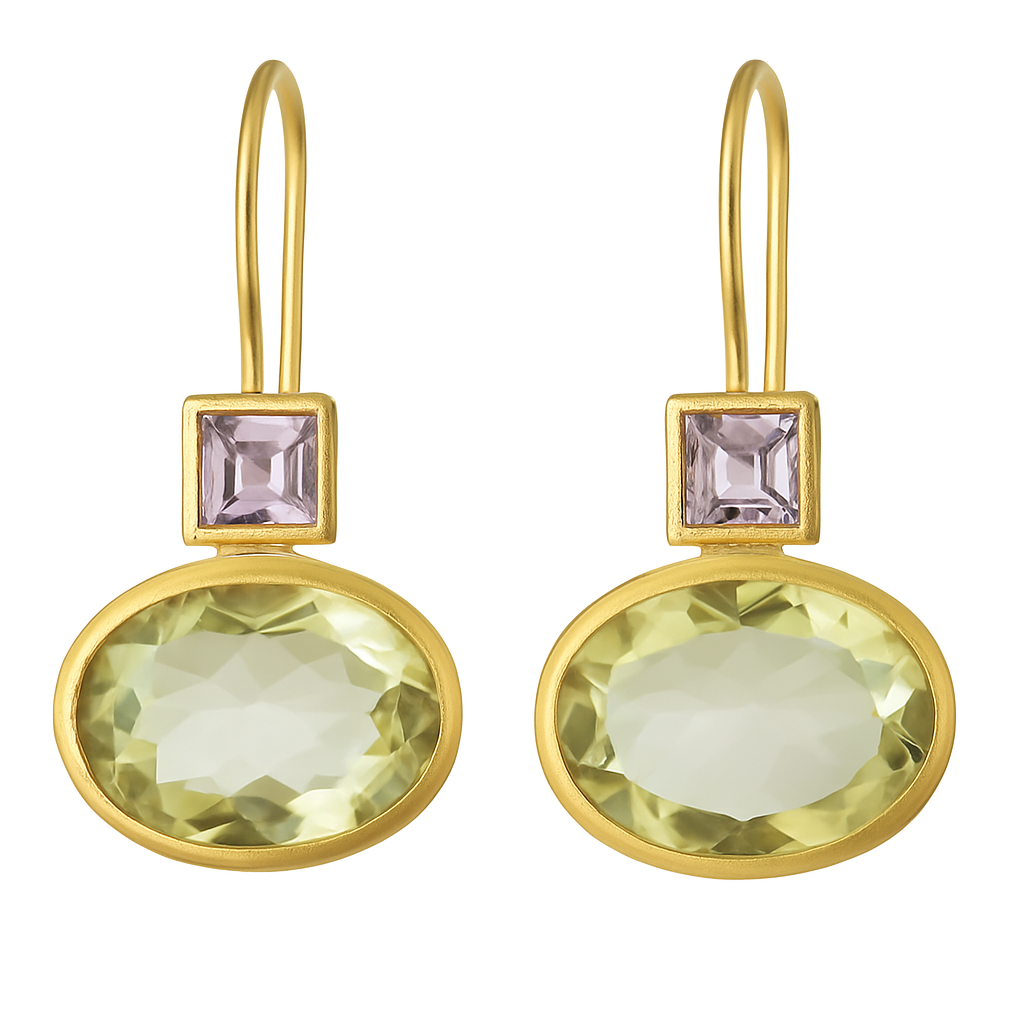 Vintage™ | Damen-Ohrringe aus Grünem Kristall und Gold