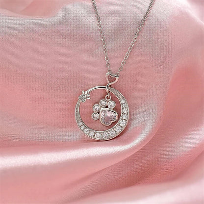 Seaton™ | Silberne Pfoten-Halskette mit Zirkonia