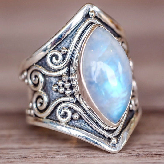 Silver Moonstone Ring